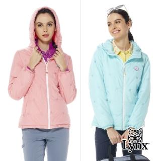 【Lynx Golf】女款保暖舒適布面星星繡花星球系列織標隱形拉鍊口袋長袖連帽外套(二色)