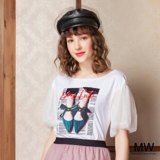 【MAGIQUE WARDROBE】泡泡袖印花上衣(2色)