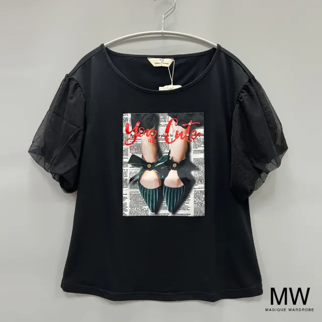 【MAGIQUE WARDROBE】泡泡袖印花上衣(2色)