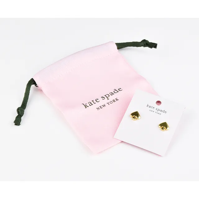 【KATE SPADE】Kate Spade Everyday Spade桃心LOGO金屬針式耳環(金)