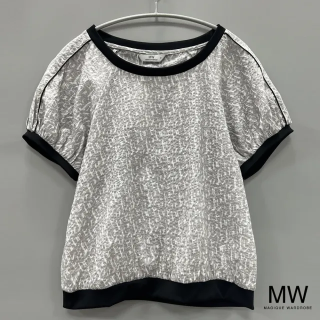 【MAGIQUE WARDROBE】圓領織帶印花短袖上衣(2色)