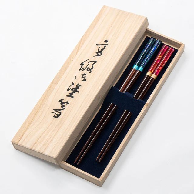 【若狹塗】日本製 炫貝 筷子2入禮盒組 夫妻筷(日本 筷子)