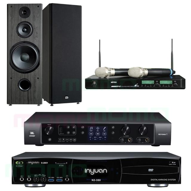 【音圓】N2-350+JBL BEYOND 1+ACT-941+OK-901B(4TB點歌機+多功能擴大機+無線麥克風+落地型主聲道喇叭)