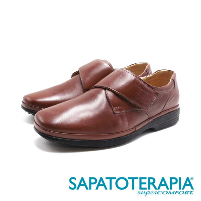 SAPATOTERAPIA 男 Soft黏帶減壓寬楦社交鞋 男鞋(咖)