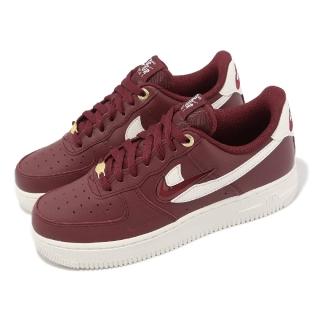 【NIKE 耐吉】休閒鞋 Wmns Air Force 1 07 PRM 女鞋 酒紅 白 AF1 雙勾 金扣(DZ5616-600)