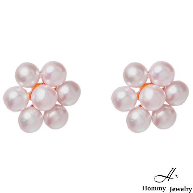 【Hommy Jewelry】Pure Pearl Pink 優雅黛安娜粉彩珍珠耳環(珍珠)