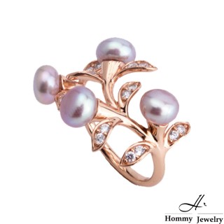 【Hommy Jewelry】聖誕禮物 Pure Pearl Transform 生命之樹珍珠戒指(珍珠)
