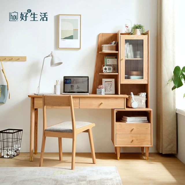 hoi! 好好生活 源氏木語布拉格橡木原木色單抽書桌0.6M