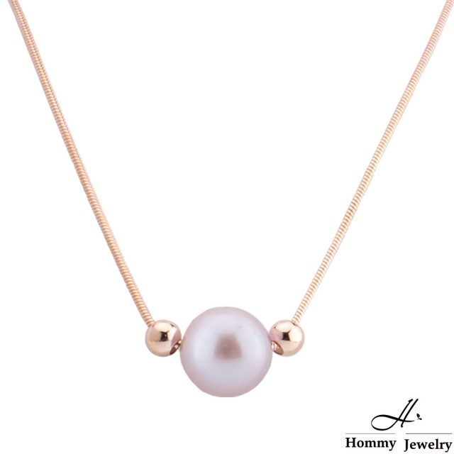 【Hommy Jewelry】Pure Pearl Pink 浪漫柔光珍珠項鍊(8mm 天然珍珠項鍊)