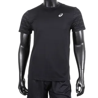 【asics 亞瑟士】男 短袖 上衣 T恤 運動 慢跑 訓練 路跑 反光 吸濕 快乾 亞瑟士 黑(2011C820-001)