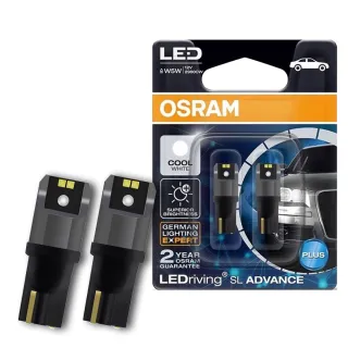 【Osram 歐司朗】汽車LED燈 T10 / 2入 側發光/白光/6000K 12V 1.5W(公司貨)