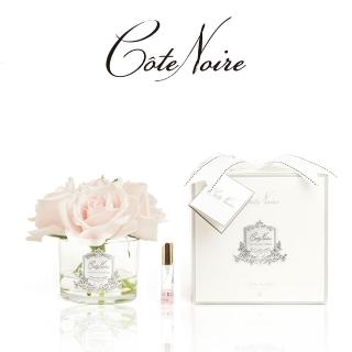 【Cote Noire 寇特蘭】五朵玫瑰香氛花透明瓶(附贈10ml 精油x1)