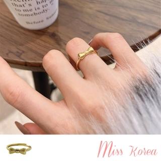 【MISS KOREA】甜美磨砂霧金立體蝴蝶結造型開口戒 戒指(磨砂開口戒 蝴蝶結開口戒)