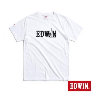 【EDWIN】男裝 EDGE搖滾LOGO短袖T恤(白色)