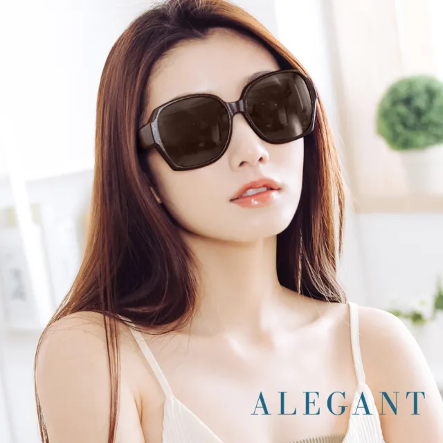 【ALEGANT】時尚希臘棕方框全罩式寶麗來偏光墨鏡/UV400太陽眼鏡/包覆套鏡(外掛式/包覆式/全罩式墨鏡)