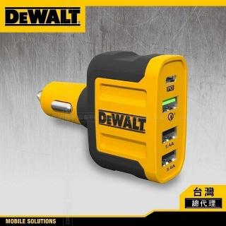 【DEWALT 得偉】4孔60W車充PD QC3.0雙快充 2.4A USB雙孔(雙快充 60W高效功率)