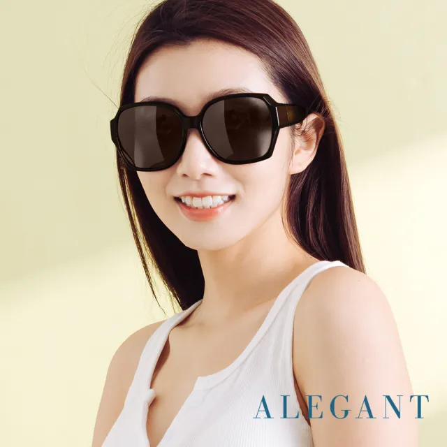 【ALEGANT】時尚希臘棕方框全罩式寶麗來偏光墨鏡/UV400太陽眼鏡/包覆套鏡(外掛式/包覆式/全罩式墨鏡)