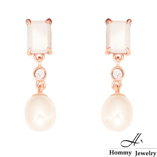 【Hommy Jewelry】Pure Pearl Bicolore 白貝螺珍珠貝垂墜耳環(珍珠)