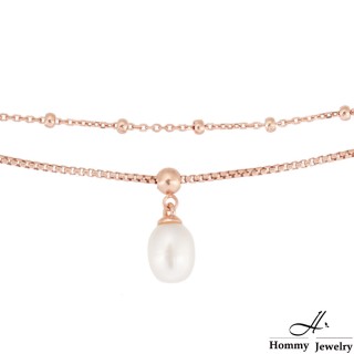 【Hommy Jewelry】Pure Pearl Transform 小金珍珠腳踝雙鍊(珍珠)