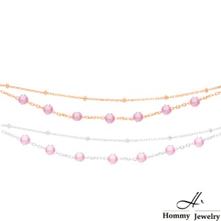 【Hommy Jewelry】聖誕禮物 Pure Pearl Pink 古典粉紫全圓珍珠手鍊(5mm 天然珍珠)