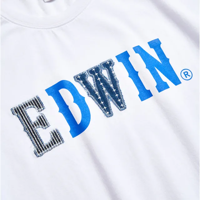 【EDWIN】女裝 再生系列 CORE回收布LOGO短袖T恤(白色)