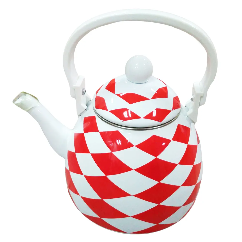 彩繪琺瑯壺 紅鑽倫敦壺 1.5L(台灣製造 304不鏽鋼 茶壺 熱水壺)