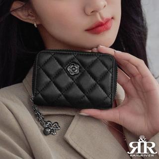 【2R手工真皮】618 綿霜羊皮 Kerry 菱格設計多隔層零錢包 經典黑(真皮包包 皮夾)