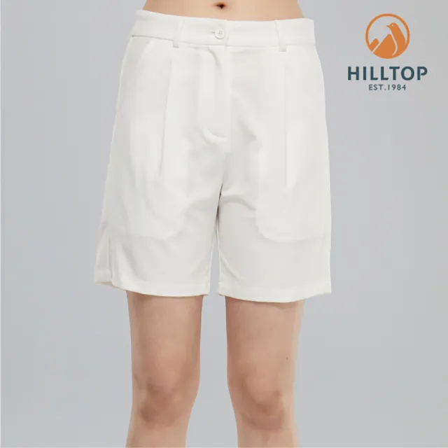 【Hilltop 山頂鳥】女款吸濕快乾彈性短褲S09F70白