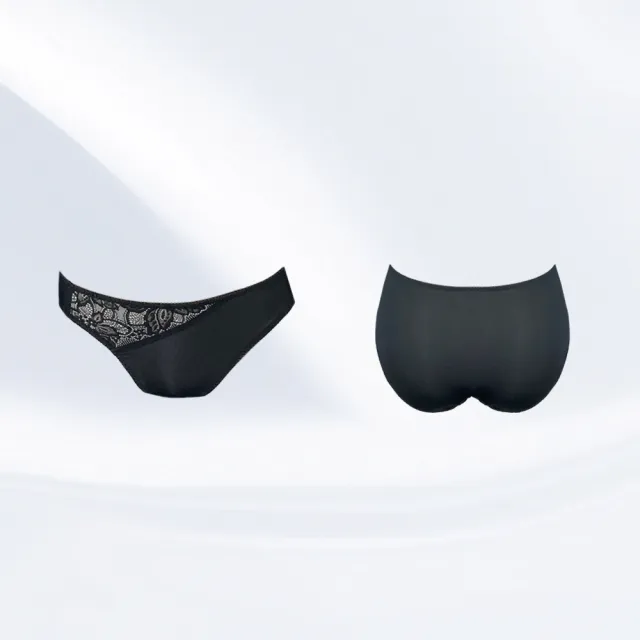 【Swear 思薇爾】花菲系列M-XL蕾絲低腰三角女內褲(黑色)