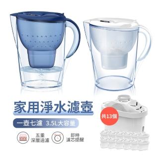 【ANTIAN 濾芯13入】家用廚房淨水除垢濾水壺 自來水濾水器 過濾水壺 3.5L