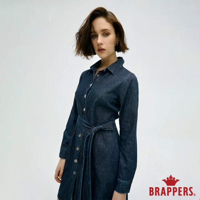 【BRAPPERS】女款 Boy friend系列-全棉長袖洋裝(深藍)