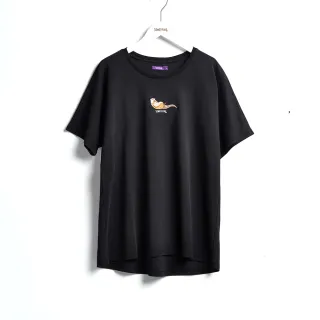 【SOMETHING】女裝 動物LOGO趣味短袖T恤(黑色)