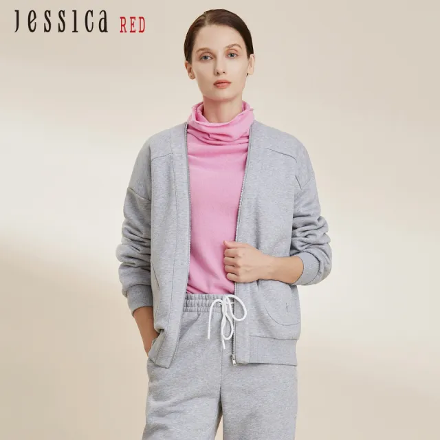 【Jessica Red】休閒百搭簡約拉鏈棉質外套82434A