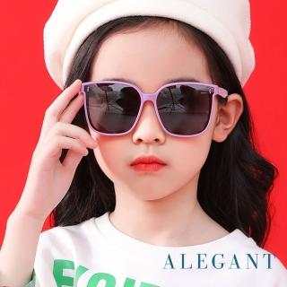 【ALEGANT】童樂時尚鸚鵡粉兒童專用輕量矽膠彈性太陽眼鏡(臺灣品牌 UV400方框偏光墨鏡)