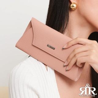 【2R手工真皮】頭層牛皮Ria蕾雅翻蓋長夾 玫瑰粉(皮夾)
