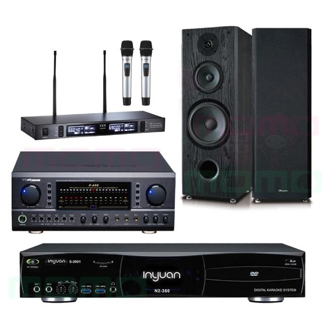 【音圓】N2-350+TDF P-650+TEV TR-9100+OK-801B(4TB伴唱機+綜合擴大機+無線麥克風+卡拉OK 劇院兩用喇叭)