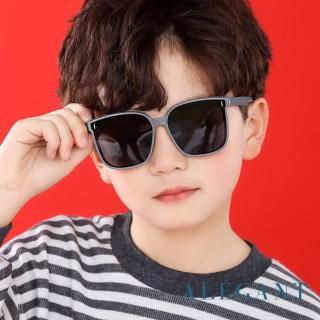 【ALEGANT】童樂時尚海豹灰兒童專用輕量矽膠彈性太陽眼鏡(臺灣品牌 UV400方框偏光墨鏡)