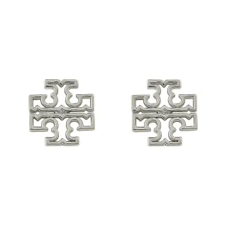 【TORY BURCH】TORY BURCH BRITTEN經典復古簍空雙T穿式耳環(銀)