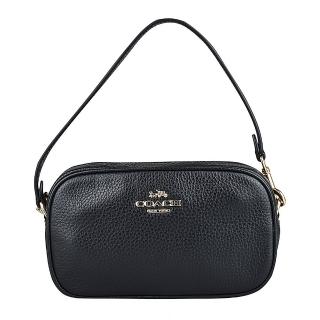 【COACH】JAMIE金屬浮雕LOGO全皮肩揹包(黑)