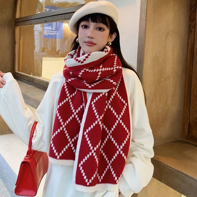【Emi 艾迷】紅色系 甜美溫暖圍巾 春節(冬天)