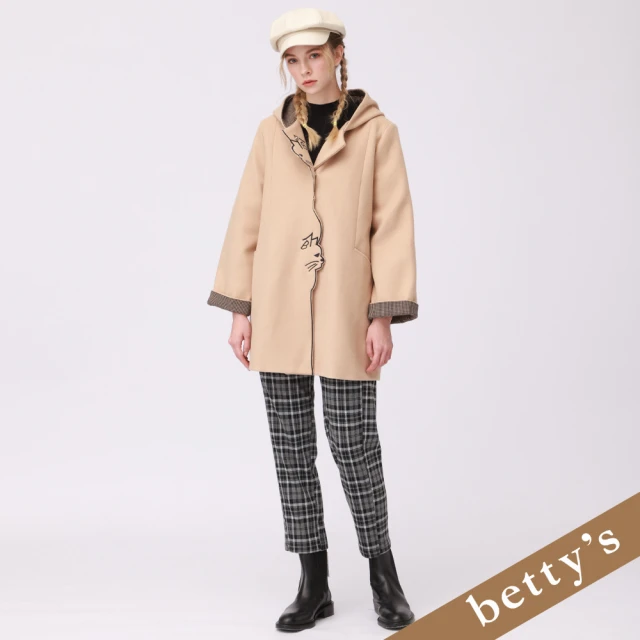 betty’s 貝蒂思 腰鬆緊蘇格蘭格紋高腰修身長褲(黑色)