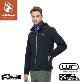 【Wildland 荒野】男 彈性防風超潑輕量機能外套《黑》W2902/軟殼外套/登山/內刷毛(悠遊山水)
