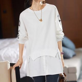 【麗質達人】7152棉質亮片假二件上衣AA(L-5XL)