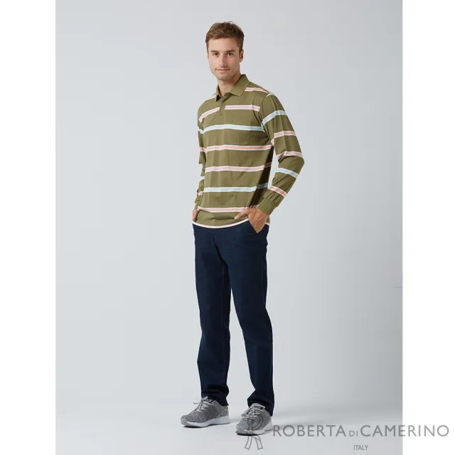 【ROBERTA諾貝達】男裝 遠紅外線機能長袖POLO棉衫(綠)