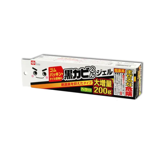 【日本LEC激落君】黑霉君鹼性凝膠除霉膏大容量200g /盒(附平鏟刮板1入浴室廁所磁磚隙縫洗衣機膠圈防霉)