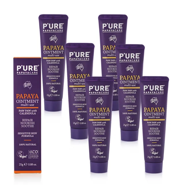 【澳洲 Pure Papayacare】木瓜軟膏含金盞花(6入組 25g/條)