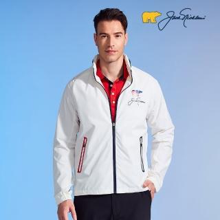 【Jack Nicklaus 金熊】GOLF男款防潑水印花設計輕量外套(白色)