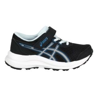 【asics 亞瑟士】17-22CM CONTEND 8 PS 男女中童慢跑鞋-運動 亞瑟士 黑藍白(1014A258-006)