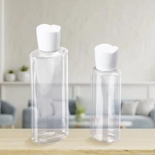 【收納家】PET白色玫瑰造型蓋水瓶｜100ml、200ml 4入組(空瓶 塑膠瓶 乳液瓶 壓瓶 旅行分裝瓶)