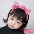 【UNICO】兒童粉底印花復古感蝴蝶結髮箍(髮飾/配件/聖誕)